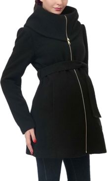 Mia Maternity Wool Blend Fold Collar Coat