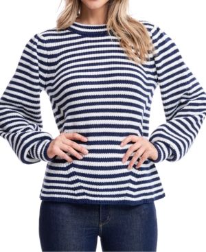 Striped Mock-Neck Sweater