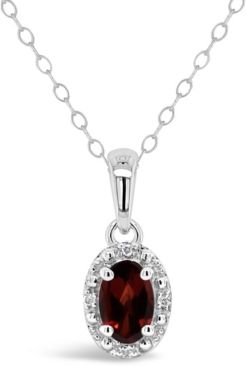 Gemstone and Diamond Accent Pendant Necklace in Sterling Silver