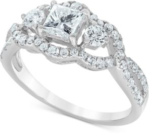 Diamond Princess Openwork Engagement Ring (1-1/4 ct. t.w.) in 14k White Gold