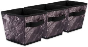 Polyester Laundry Bin Marble Trapezoid Small Set of 3