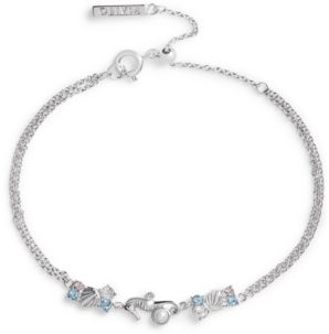 Imitation Pearl & Swarovski Crystal Seahorse Chain Bracelet in Rhodium-Plated Brass