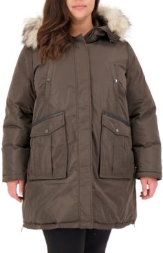Plus Size Faux-Fur-Trim Hooded Puffer Coat