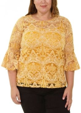 Plus Size Lace Bell-Sleeve Tunic