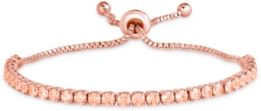 Rose Gold Plated Simulated Morganite Tennis Adjustable Bolo Bracelet