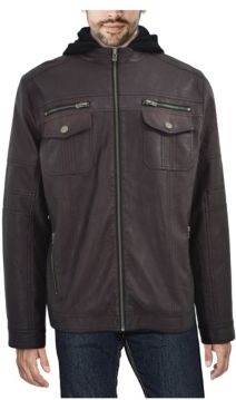 Hooded Faux-Leather Jacket