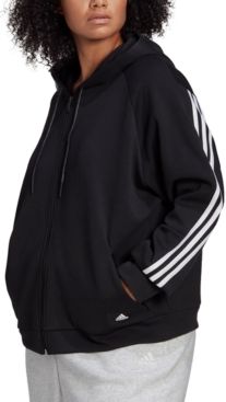 Plus Size Full-Zip 3-Stripe Hoodie