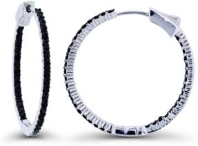 Black Spinel Hoop Earrings in Sterling Silver