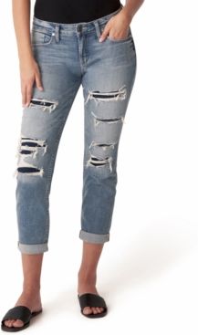 Ripped Slim-Leg Boyfriend Jeans