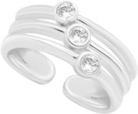 Cubic Zirconia Triple Stone Toe Ring in Fine Silver Plate