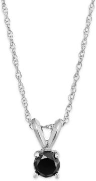 Black Diamond Round Pendant Necklace in 10k White Gold (1/6 ct. t.w.)