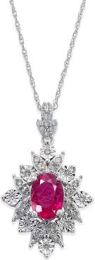 Sapphire (1 ct. t.w.) and Diamond (1/5 ct. t.w.) Pendant Necklace in 14k White Gold (Also Available in Ruby)