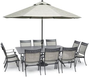 Vintage Ii Outdoor Cast Aluminum 11-Pc. Dining Set (84" x 60" Table & 10 Sling Dining Chairs), Created for Macy's