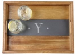 Personalized Acacia and Slate Tray