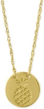Pineapple Disc Pendant Necklace in 10k Gold, 16" + 2" extender