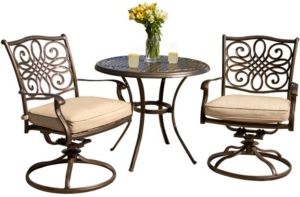 Traditions 3-Piece Bistro Dining Set with Two Alumicast Swivel Rockers and a 32" Round Table - 28" x 32.6" x 78.48"