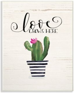 Love Grows Here Cactus Wall Plaque Art, 10" x 15"