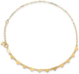 Anklet Oval and Hearts Chain Anklet in 14k Yellow Gold
