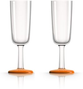 by Palm Tritan Forever-Unbreakable Flute Glass with Orange non-slip base, Set of 2