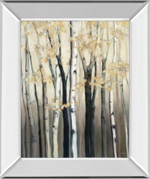 Golden Birch I by Julia Purinton Mirror Framed Print Wall Art - 22" x 26"