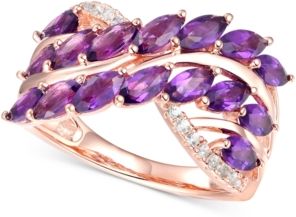 Amethyst (2 ct. t.w.) & Diamond (1/10 ct. t.w.) Ring in 14k Rose Gold-Plated Sterling Silver