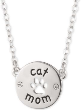 Silver-Tone Cat Mom Pendant Necklace, 16" + 3" extender