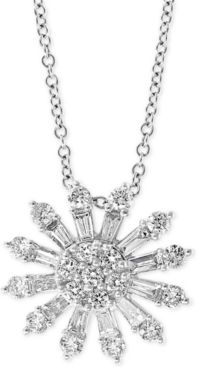 Effy Diamond Sunburst 18" Pendant Necklace (3/4 ct. t.w.) in 14k White Gold