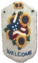 Welcome Sign, Sunflower Birdhouse Porch Decor, Resin Slate Plaque, Ready to hang Decor, 13" x 7.75"