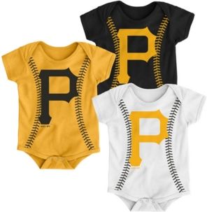 Baby Pittsburgh Pirates Running Home 3 Piece Bodysuit Set