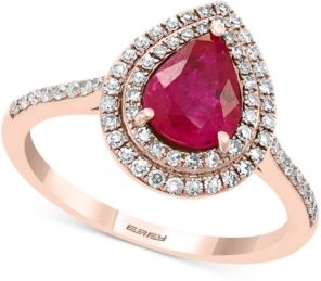 Effy Certified Ruby (7/8 ct. t.w.) & Diamond (1/3 ct. t.w.) Ring in 14k Rose Gold