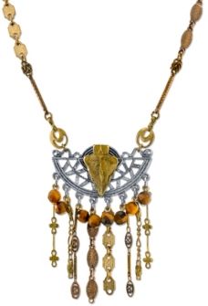 T.r.u. by 1928 Mixed Metals Vintage-Like Chain Necklace Arrow and Semi-Precious Tiger's Eye
