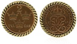 Swedish Coin Ore Crown Coin Cufflinks