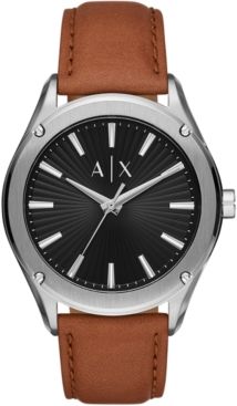 Fitz Brown Leather Strap Watch 44mm