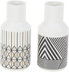 Eclectic Style Decorative Vases with Boho Patterns, Set of 2