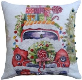 20" L x 20" W Christmas Embroidered Throw Pillow