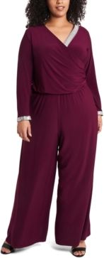 Plus Size Rhinestone Palazzo Jumpsuit