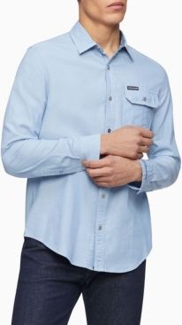 Calvin Klein Men's Long Sleeve Chambray Stripe Shirt