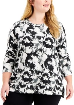 Plus Size Tie-Dyed Pajama Top, Created for Macy's