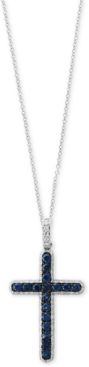 Royale Bleu by Effy Sapphire (1/2 ct. t.w.) and Diamond (1/4 ct. t.w.) Cross Pendant Necklace in 14k White Gold