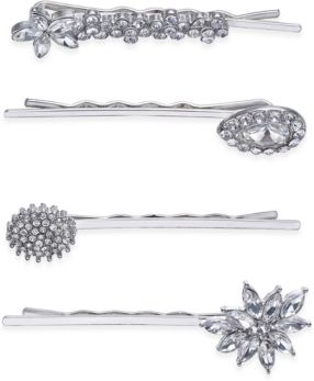 Inc Silver-Tone 4-Pc. Set Crystal Pave Hair Pins, Created for Macy's