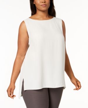 System Plus Size Silk High-Low Tunic