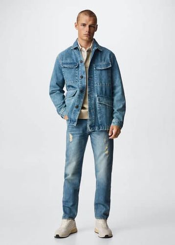 Jeans straight-fit strappi