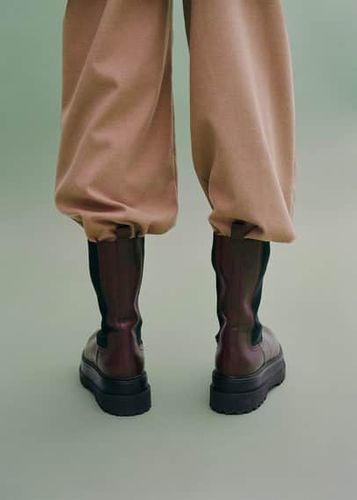 Leather high-leg boots wine - 7Â½ - Women