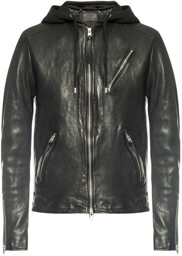 AllSaints, ‘Harwood’ leather jacket Blu, Uomo, Taglia: S,M,L,XL