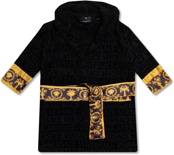 Versace, Patterned bathrobe Nero, unisex, Taglia: L