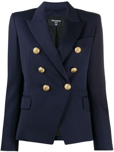 Balmain, Double-Breasted Blazer Jacket Blu, Donna, Taglia: S