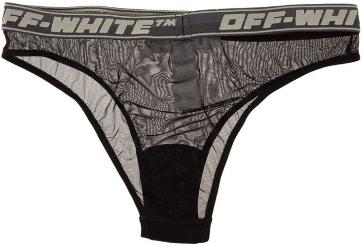 Off White, Logo Band-Detailed Mesh Brief Nero, Donna, Taglia: L