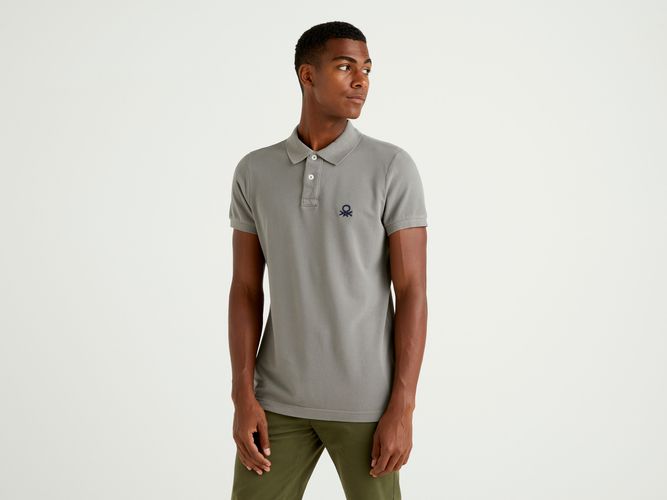 Benetton, Polo Grigio Scuro Slim Fit, Grigio Scuro, Uomo