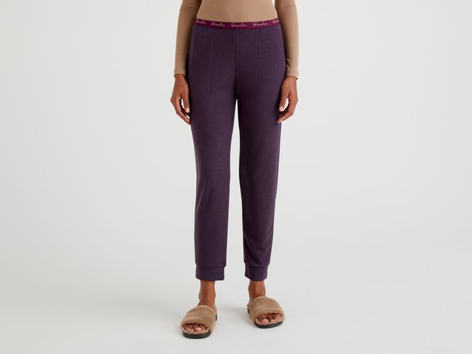 Benetton, Pantaloni In Misto Viscosa, Viola, Donna