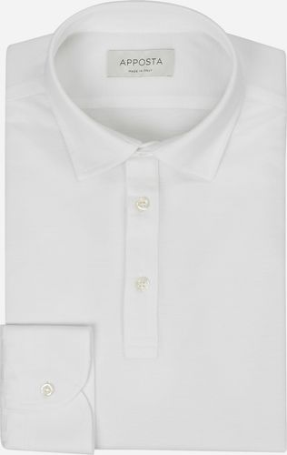 Camicia tinta unita bianco lino tela, collo stile italiano aggiornato